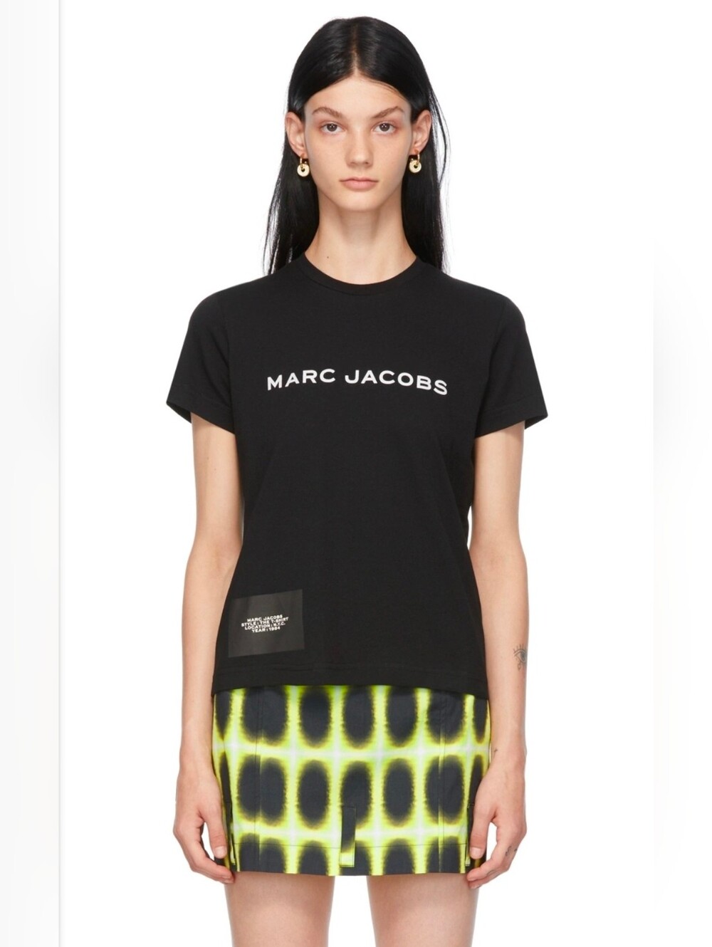 Marc Jacobs Black 'The T-Shirt' Tee with White Logo Sz Large